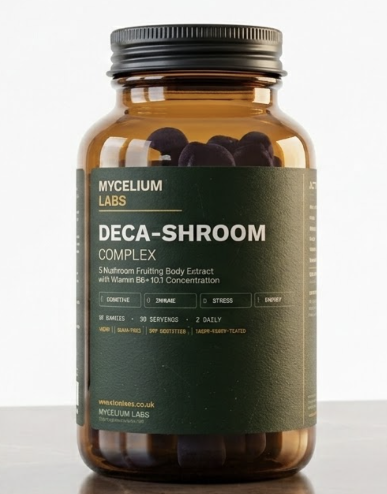 Deca-Shroom Complex β 10 Mushroom Gummy Supplement Bottle
